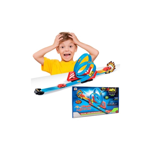 Pista Duplo Looping Brinquedo Tipo Hotwheels Pista Infantil Com Carrinho  Fricção Braskit