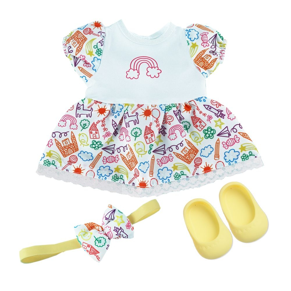 Roupa boneca reborn vestido unicornio iris laco de fita