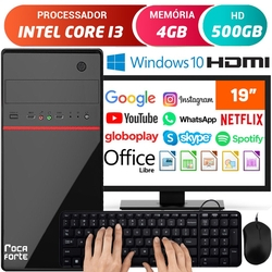 Computador Completo Pc Cpu Monitor 19” Intel Core i3 Hdmi 4GB HD 500GB Windows 10 Teclado e Mouse Menor preço em Computador Completo Pc Cpu Monitor 19” Intel Core i3 Hdmi 4GB HD 500GB Windows 10 Teclado e Mouse