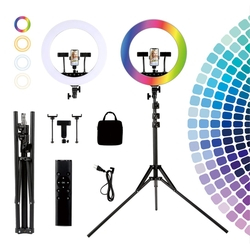Ring Light Completo Iluminador Led Com Controle Remoto 46cm 18" + Tripé 2m e 50cm + Suporte Celular YQ-480B Menor preço em Ring Light Completo Iluminador Led Com Controle Remoto 46cm 18" + Tripé 2m e 50cm + Suporte Celular YQ-480B