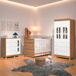 Quarto de Bêbe Completo com Mini Cama Cômoda Berço Katatau Reller Branco Brilho / Mezzo Menor preço em Quarto de Bêbe Completo com Mini Cama Cômoda Berço Katatau Reller Branco Brilho / Mezzo