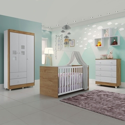 Quarto De Bebê Completo C/guarda Roupa 3 Portas, Cômoda E Berço Mini Cama Branco/naturale Life Tigus Baby Menor preço em Quarto De Bebê Completo C/guarda Roupa 3 Portas, Cômoda E Berço Mini Cama Branco/naturale Life Tigus Baby