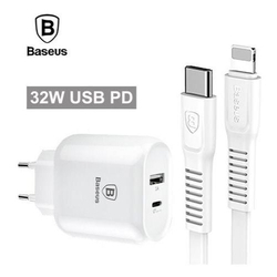 Carregador para Iphone Original Baseus + Cabo Lightning Reforçado - Serve para todos os modelos - Branco Menor preço em Carregador para Iphone Original Baseus + Cabo Lightning Reforçado - Serve para todos os modelos - Branco