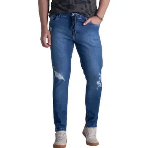 calça jeans com cadarço masculina