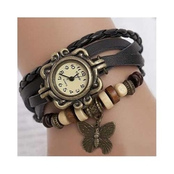 Relógio Feminino Pulso Couro Pingente Borboleta - Preto é boa?