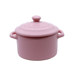 Mini Caçarola / Potiche de Cerâmica Rosa 250ml Menor preço em Mini Caçarola / Potiche de Cerâmica Rosa 250ml