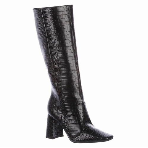 bota cano alto feminina salto quadrado