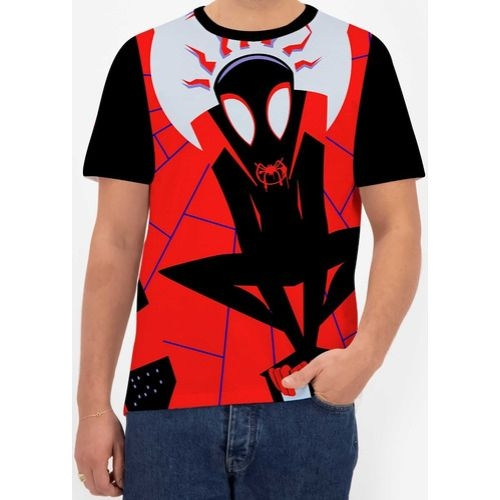 Camiseta Camisa Miles Morales Homem Aranha Preto Menino &8_x000D_