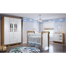 Quarto de Bebê Completo com Guarda Roupa 4 Portas, Berço Mini Cama e Cômoda Carolina Baby Menor preço em Quarto de Bebê Completo com Guarda Roupa 4 Portas, Berço Mini Cama e Cômoda Carolina Baby