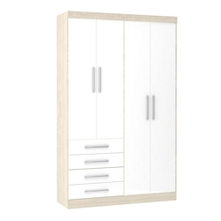 Roupeiro Modulado Smart 4 Portas e 4 Gavetas Crema/Branco Menor preço em Roupeiro Modulado Smart 4 Portas e 4 Gavetas Crema/Branco