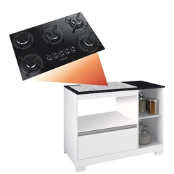 Kit Balcão de Cozinha Amanda com Cooktop Itatiaia 5 bocas 1 Porta 1 Gaveta Branco Menor preço em Kit Balcão de Cozinha Amanda com Cooktop Itatiaia 5 bocas 1 Porta 1 Gaveta Branco