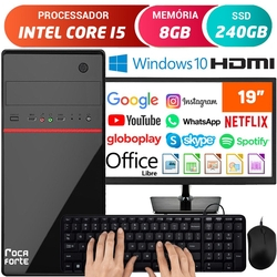 Computador Completo Pc Cpu Monitor 19” Intel Core i5 Hdmi 8GB SSD 240GB Windows 10 Teclado e Mouse Menor preço em Computador Completo Pc Cpu Monitor 19” Intel Core i5 Hdmi 8GB SSD 240GB Windows 10 Teclado e Mouse