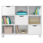 Nicho Organizador 108 X 83cm Com 3 Gavetas Brancas E Rodízios - Qmovi
