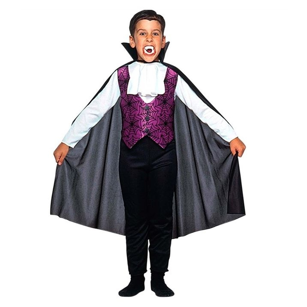 Fantasia Infantil Menino Vampiro Halloween Luxo Com 5 Peças