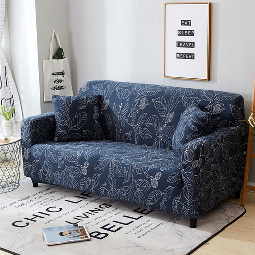 Folhas Azuis 1 2 3 4 Seater Home Soft Elastic Sofa Cover Fácil Seater Home Soft Elastic Sofa Cover