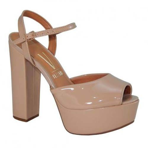 sandália vizzano meia pata verniz bege