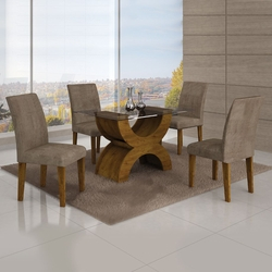 Menor preço em Conjunto Mesa Olimpia New 1,20X0,80M 4 Cadeiras Animale Capuccino - 7338.30.58.15 Leifer
