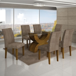 Conjunto Mesa Olimpia New 1,80X0,90M 6 Cadeiras Animale Capuccino - 7337.30.58.4 Leifer Menor preço em Conjunto Mesa Olimpia New 1,80X0,90M 6 Cadeiras Animale Capuccino - 7337.30.58.4 Leifer