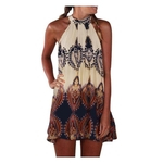 Estilo Verão 2018 Mulheres Casual Soltas Chiffon Sexy Mangas O-neck Imprimir Boho Vestidos Praia Mini Vestido Plus Size Estilo Verão 2018 Mulheres Casual Soltas Chiffon Sexy Mangas O-neck Imprimir Boho Vestidos Praia Mini Vestido Plus Size