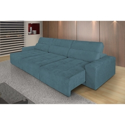 Sofá 6 Lugares Reclinável E Assento Retrátil Roma Suede Amassado Azul - Rifletti é boa?