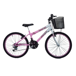 Bicicleta infantil feminina aro 24 com cesta 18 marchas Menor preço em Bicicleta infantil feminina aro 24 com cesta 18 marchas