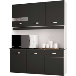 Cozinha Compacta Suspensa 6 Portas e 1 Gaveta Lili - Poquema - Preto Menor preço em Cozinha Compacta Suspensa 6 Portas e 1 Gaveta Lili - Poquema - Preto