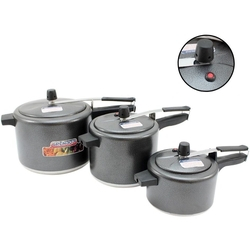 Kit com 3 Panela de Pressão 7L, 4,5L, 2,5L Alumínio Preta Com INMETRO e Selo Menor preço em Kit com 3 Panela de Pressão 7L, 4,5L, 2,5L Alumínio Preta Com INMETRO e Selo