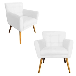 Menor preço em Kit 02 Poltronas Decorativas Onix Corino Branco - DS Móveis