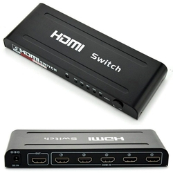 Switch HDMI 1.4 5x1 profissional com fonte controle remoto Menor preço em Switch HDMI 1.4 5x1 profissional com fonte controle remoto