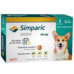 Antipulgas Zoetis Simparic 40mg Para Cães 10,1 A 20 Kg Menor preço em Antipulgas Zoetis Simparic 40mg Para Cães 10,1 A 20 Kg