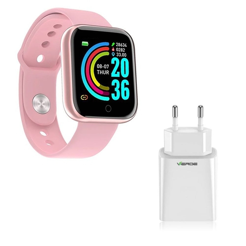 relógio smartwatch inteligente d20 android e ios rosa