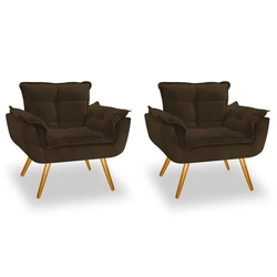 Kit 2 Poltronas Cadeiras Decorativas Opala Suede Marrom Pés Palito para Recepção Sala de Estar Consultório Escritório Quarto - AM Decor é boa?