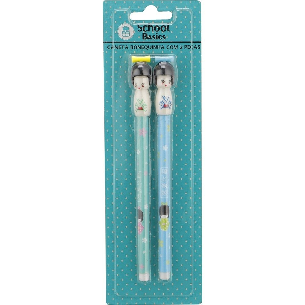 Caneta esferográfica bonequinha com duas peças - School Basics