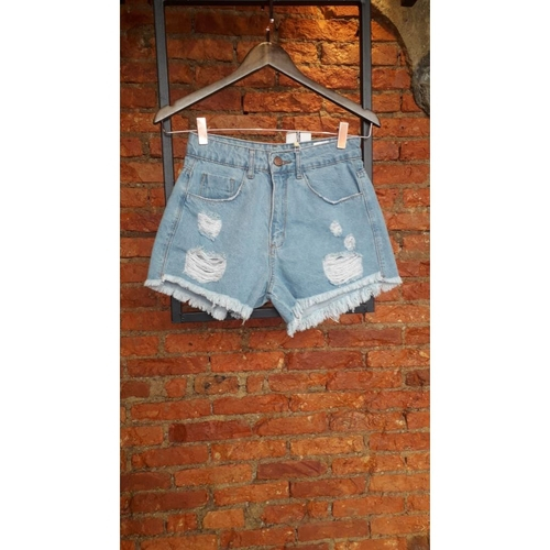 shorts jeans rasgado cintura alta