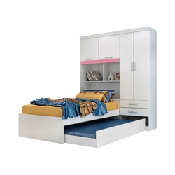 Guarda Roupa Modulado Solteiro 4 portas com Bicama Fusion Moverama Branco/Rosa Menor preço em Guarda Roupa Modulado Solteiro 4 portas com Bicama Fusion Moverama Branco/Rosa