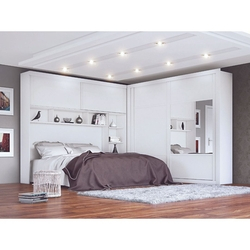 Guarda-Roupa Casal com Cabeceira e Criado Mudo 4 Portas 7 Gavetas Firenze Branco Menor preço em Guarda-Roupa Casal com Cabeceira e Criado Mudo 4 Portas 7 Gavetas Firenze Branco