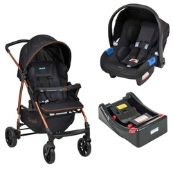 Carrinho Ecco Preto Cobre + Cadeira Touring X + Base - Burigotto Menor preço em Carrinho Ecco Preto Cobre + Cadeira Touring X + Base - Burigotto