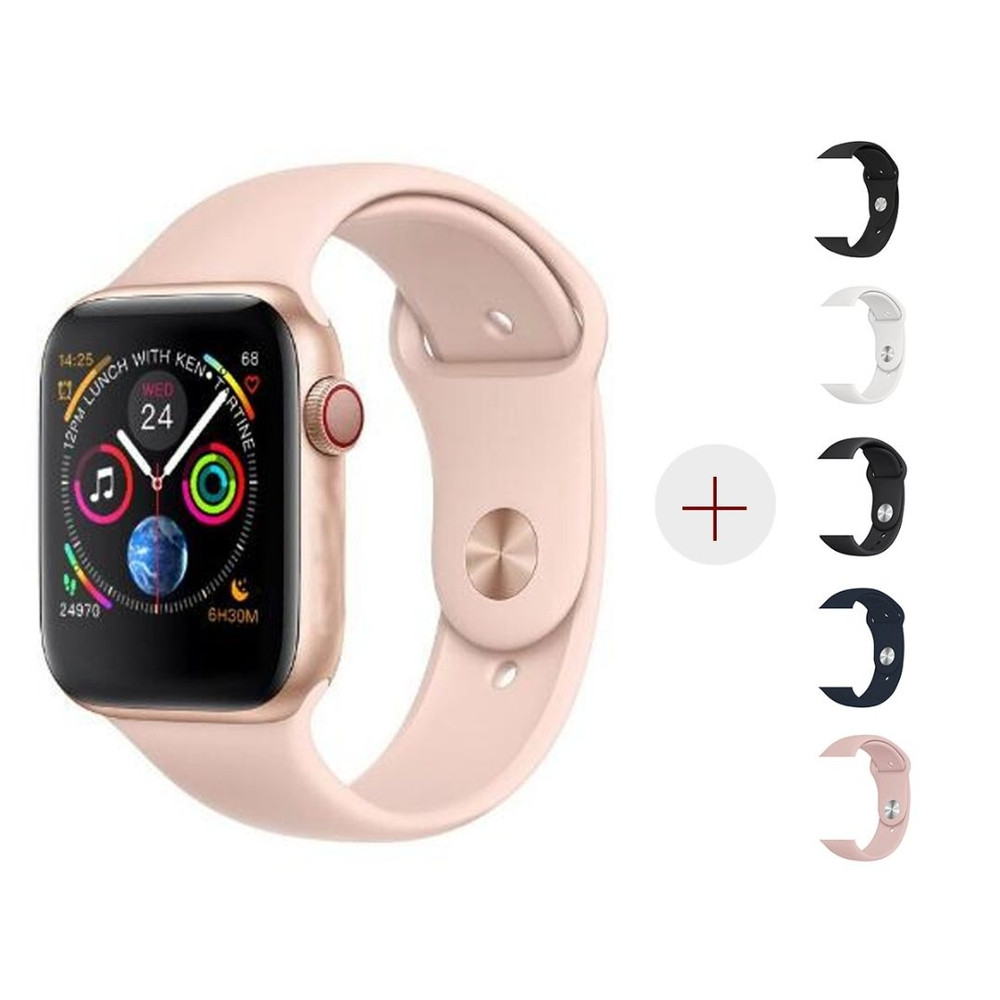 smartwatch iwo 8 rosa relógio inteligente 44mm serie 4