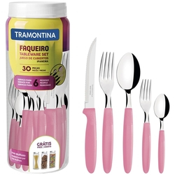 Faqueiro Talheres Aço Inox Tramontina Ipanema 30 Peças Rosa Menor preço em Faqueiro Talheres Aço Inox Tramontina Ipanema 30 Peças Rosa