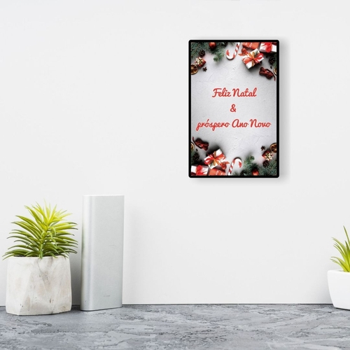 Quadro Placa Decorativa Natal - Feliz Natal e Ano Novo em Promoção