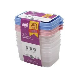Conjunto de 4 Potes Herméticos Retangular 250ml Leve 4 Pague 3 - Dup Menor preço em Conjunto de 4 Potes Herméticos Retangular 250ml Leve 4 Pague 3 - Dup