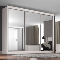 Guarda Roupa Casal com Espelho 3 Portas Napoli Móveis Europa Branco Menor preço em Guarda Roupa Casal com Espelho 3 Portas Napoli Móveis Europa Branco