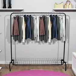 Arara para roupas desfile com 2 cabideiro e sapateira 1,50m Preto Menor preço em Arara para roupas desfile com 2 cabideiro e sapateira 1,50m Preto