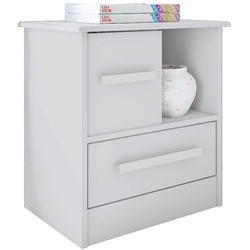 Mesa de Cabeceira 1 Porta 1 Gaveta Stilo Branco - Albatroz Menor preço em Mesa de Cabeceira 1 Porta 1 Gaveta Stilo Branco - Albatroz