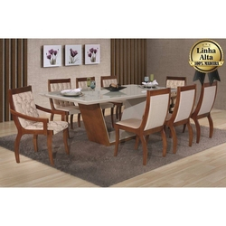 Conjunto de Mesa Luna 01 - 200 c/ 08 cadeiras Perolas Mobillare - Imbuia - Floral bege/ Bege Liso 29 Menor preço em Conjunto de Mesa Luna 01 - 200 c/ 08 cadeiras Perolas Mobillare - Imbuia - Floral bege/ Bege Liso 29