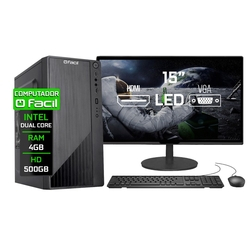 Computador Completo Fácil Intel 4GB HD 500GB Monitor 15" HDMI LED Teclado e Mouse Menor preço em Computador Completo Fácil Intel 4GB HD 500GB Monitor 15" HDMI LED Teclado e Mouse