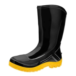Bota PVC Vulcaflex Preta Solado Amarelo Cano Médio 27cm com Forro 43 Menor preço em Bota PVC Vulcaflex Preta Solado Amarelo Cano Médio 27cm com Forro 43