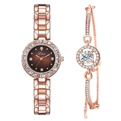 Kit Relógio Bracelet Feminino Dourado Marro Cravejado Lupai é boa?