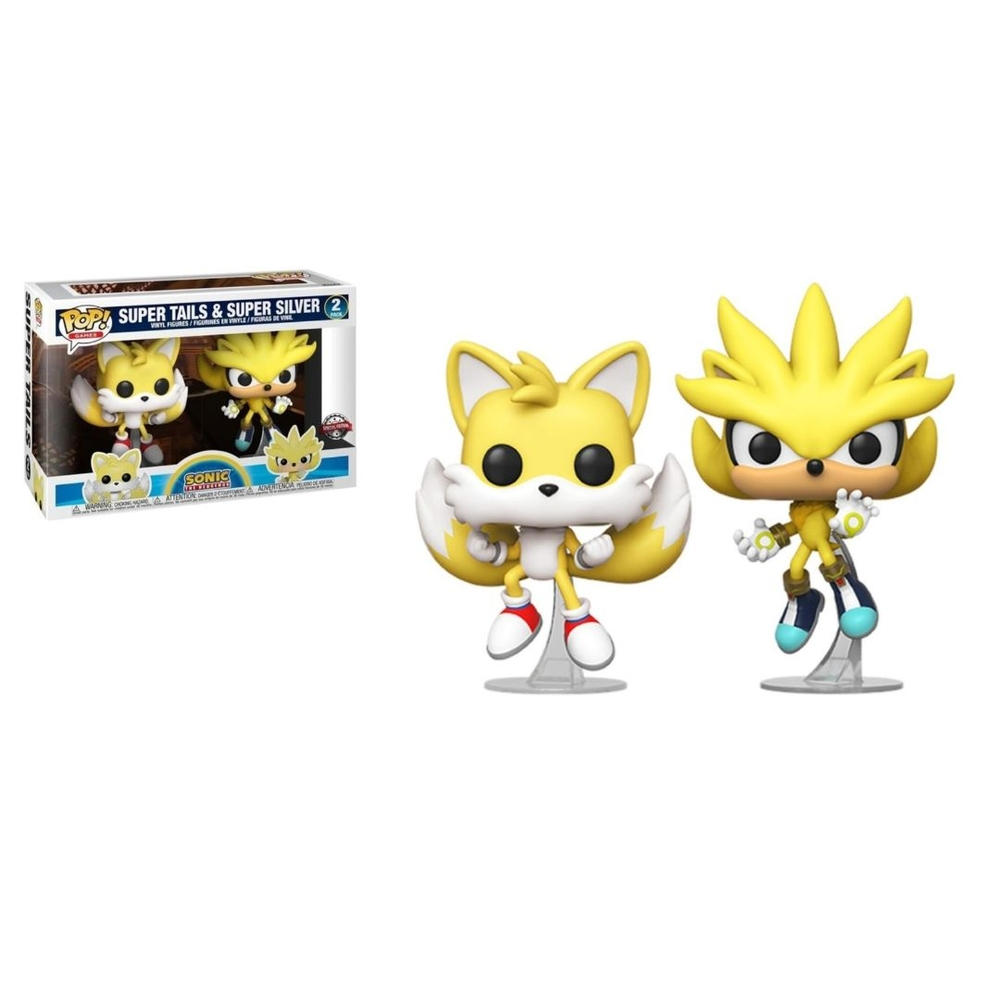 Funko Pop Games SUPER TAILS & SUPER SILVER Sonic The Hedgehog Exclusive 2  Pack