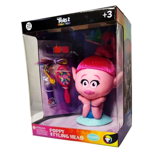 Boneca busto poppy trolls original faça penteados com + 20